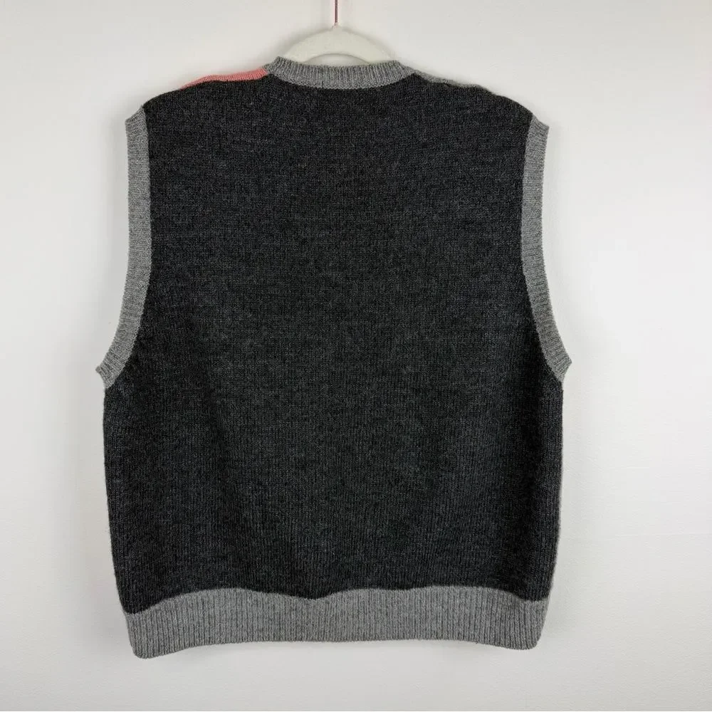 Vintage 90s J.Crew Colorblock Wool Sweater Vest Size XL